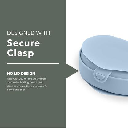 Miniware Baby Travel Plate with Suction - Foldable Silicone Baby Travel Essential to Promote Self-Feeding - Dishwasher Safe, BPA Free, Food Grade Silicone Baby Plate For On The Go - Sage Silifold