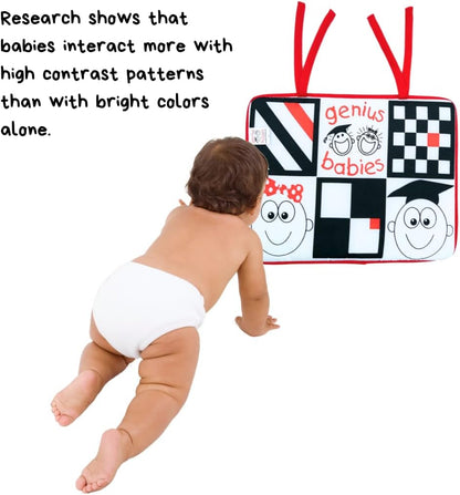 Baby Mirror, Crib or Car or Floor, Reversible Mirror for Baby, Great Tummy Time Toy, High Contrast Toy, Easy to Attach, Lightweight, Portable, Shatterproof, Safe, Wipe Clean by Genius Babies
