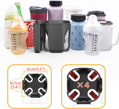 2-in-1 Universal Cup and Phone Holder for Uppababy Nuna Doona Strollers, Bikes, Wheelchairs, Walkers, Scooters - Adjustable Drink Holder