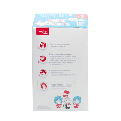 Playtex Baby Anti-Colic Nurser Bottle with Pre-Sterilized Disposable Drop-Ins Liners, 8 Oz Bottles (3 Count), Bottles for Newborn and Breastfeeding Babies, Feeding Essentials