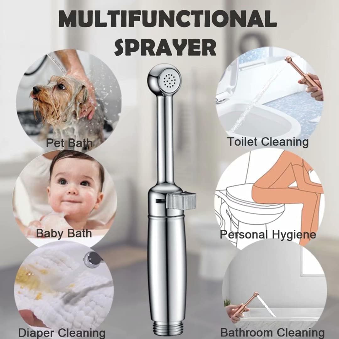 SonTiy Handheld Bidet Sprayer for Toilet, Cloth Diaper Sprayer Set Hand Held Bidet Jet Spray for Toilet with Backflow Preventer, Adjustable Water Pressure Control, Brass, Black Stainless