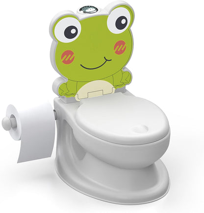 Dolu Nuve Frog Potty Chair for Baby and Toddler Training with Light and Sound, Toilet Paper Holder, and Removable Seat, White