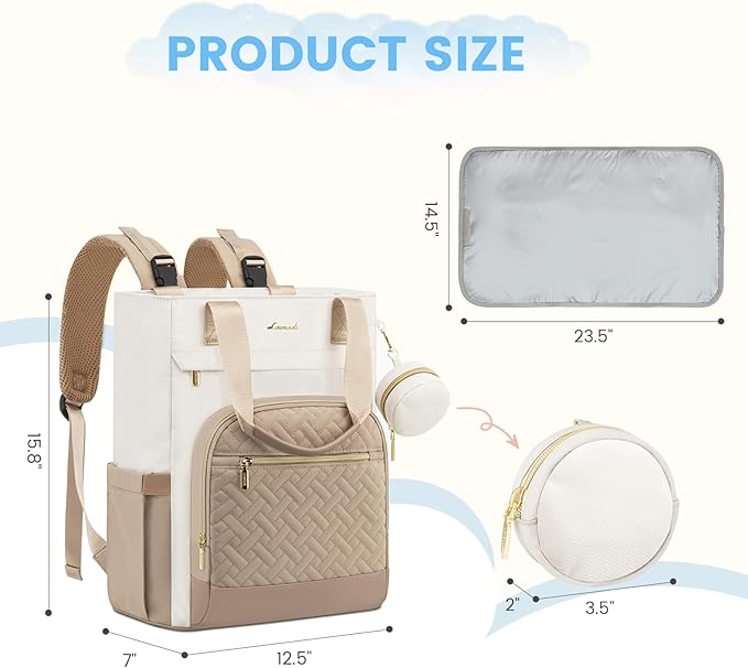LOVEVOOK Diaper Bag Backpack, Large Capacity Portable Baby Bag with Foldable Diaper Changing Pad, Waterproof Baby Diaper Bags Gift for Mon Dad, Dark Coffee