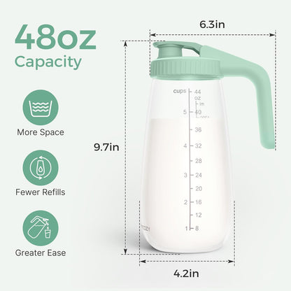Momcozy Breast Milk Pitcher, Resistant to Heat and Cold Abrupt Temp Swings, No Leak Glass Breast Milk Fridge Storage Container with Wide Mouth, Fast Baby Formula Maker, Green
