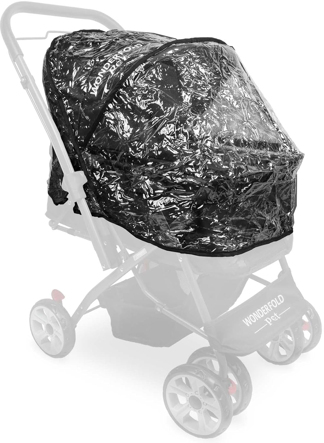 Stroller Rain Cover Made with Lightweight Transparent Sheet Featuring Small Ventilation Holes and Hook and Loop Closure Entrance for Easy Access (Pet Stroller, One Size)