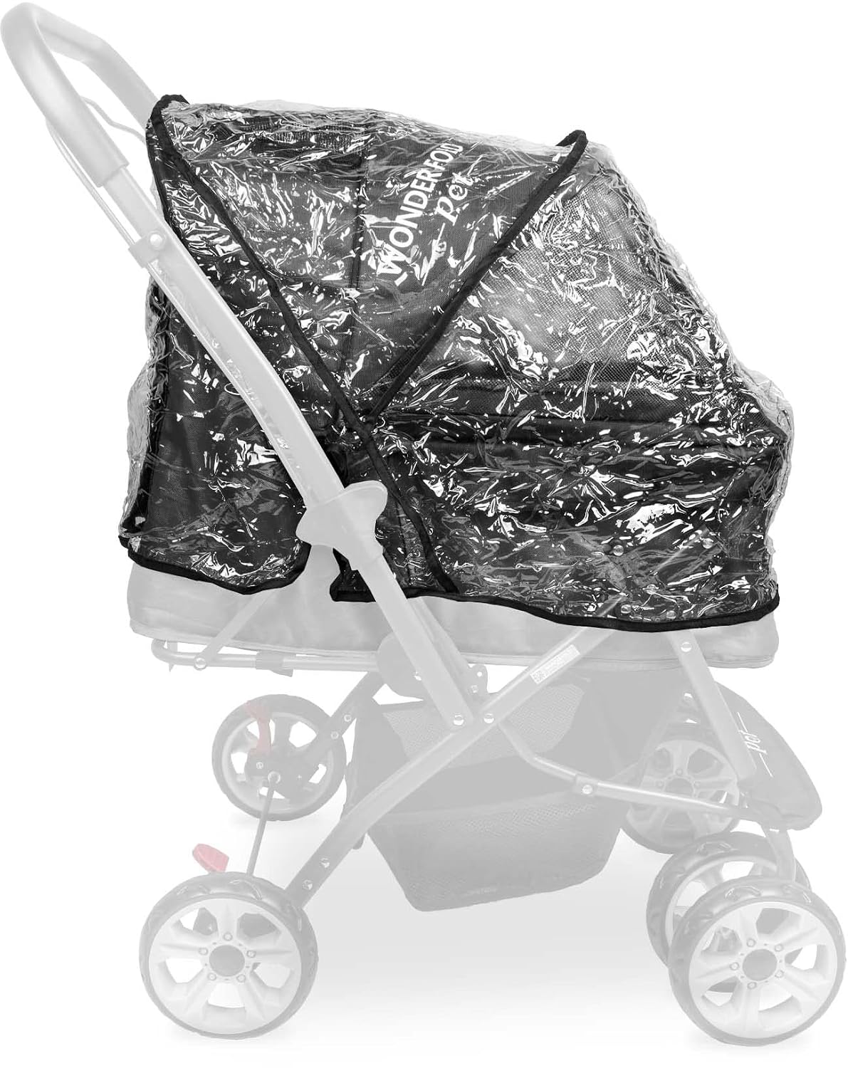 Stroller Rain Cover Made with Lightweight Transparent Sheet Featuring Small Ventilation Holes and Hook and Loop Closure Entrance for Easy Access (Pet Stroller, One Size)