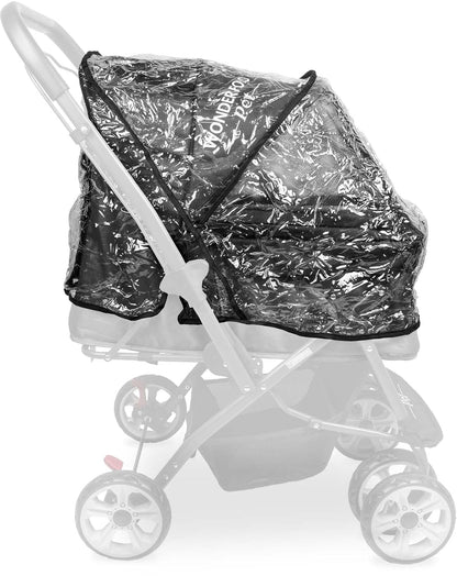 Stroller Rain Cover Made with Lightweight Transparent Sheet Featuring Small Ventilation Holes and Hook and Loop Closure Entrance for Easy Access (Pet Stroller, One Size)