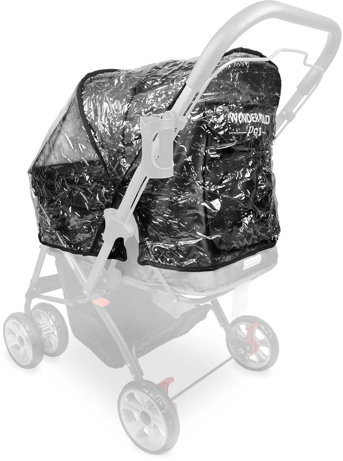 Stroller Rain Cover Made with Lightweight Transparent Sheet Featuring Small Ventilation Holes and Hook and Loop Closure Entrance for Easy Access (Pet Stroller, One Size)