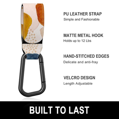 Baby Stroller Hooks for Hanging Bags, Universal Stroller Clips Accessories, Mommy Hook for Diaper Bag, Shopping Cart, Purse, Backpack - 2 Pack, Abstract Leaf