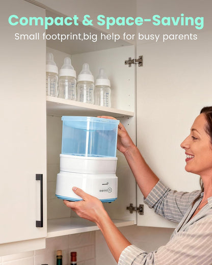 GROWNSY Bottle Sterilizer and Dryer, Compact Electric Steam Baby Bottle Sterilizer (Esterilizador de Biberones), Bottle Sanitizer for Baby Bottles, Pacifiers, Pump Parts