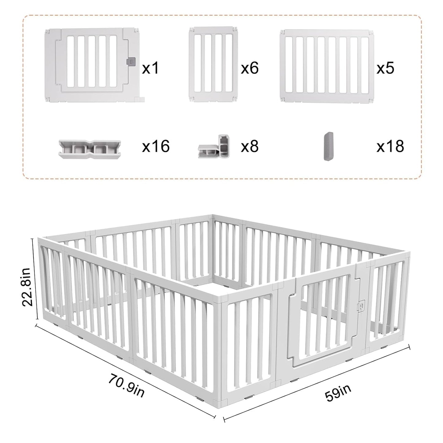 Baby Playpen Kids Activity Centre Safety Play Yard Home Indoor Outdoor New Pen (Multicolour) (White) (Macarons Classic Set 14 Panel)