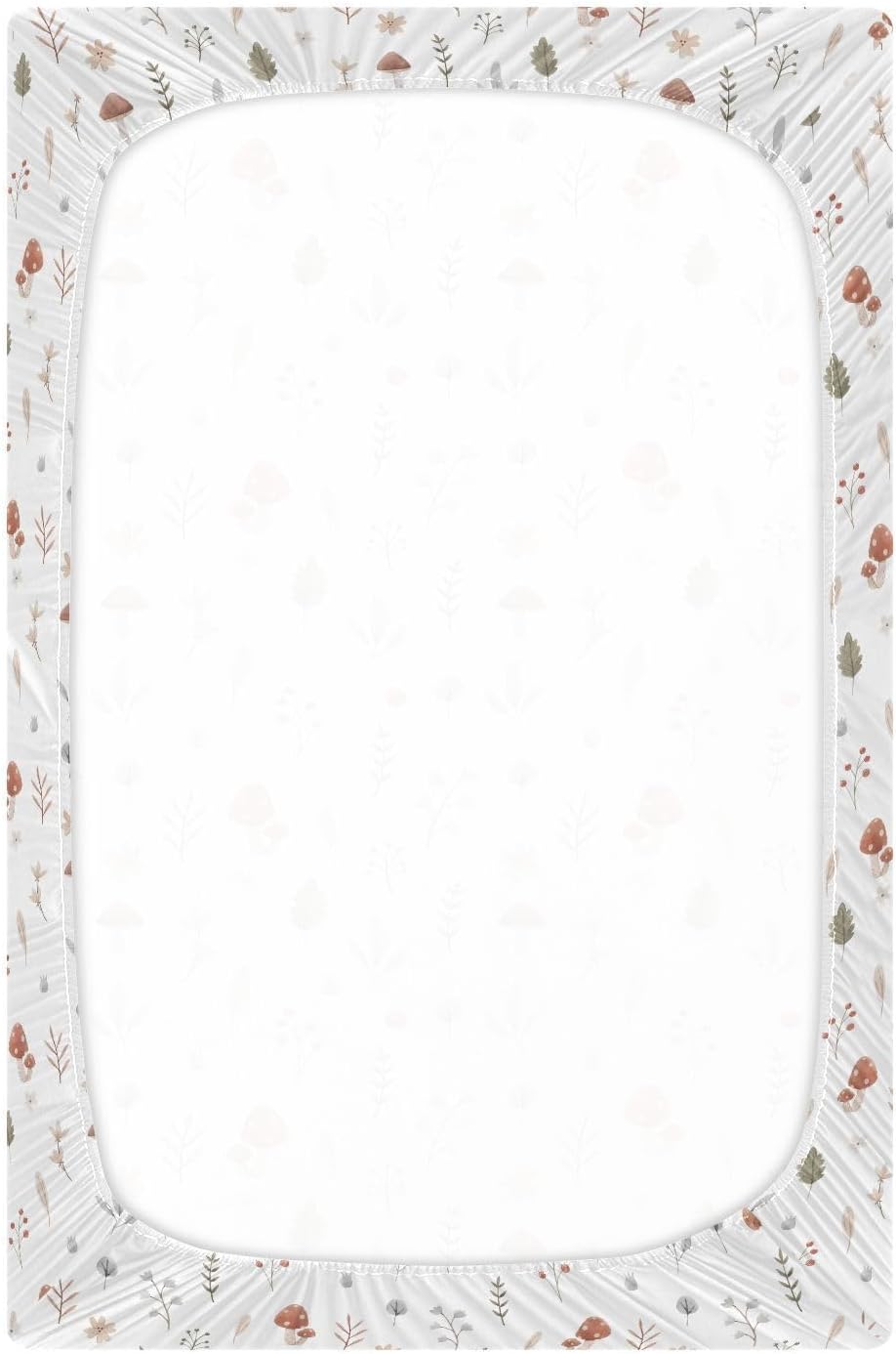 Fall Cute Mushroom Leaves Fitted Crib Sheets Stretchy Portable Playard Sheets for Baby Toddler, Breathable Soft Mini Crib Mattress 52 x 28 in for Boys and Girls