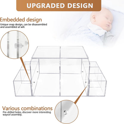 GILPWA Diaper Caddy, Baby Changing Table Organizer, Detachable Clear Acrylic Diaper Storage for Wipe Dispenser, Wipe Warmer and other Diapering Essentials