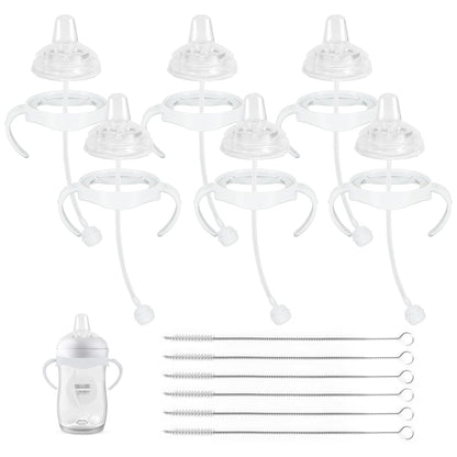 Straw Cup Soft Conversion Kit for Philips Avent Natural Baby Bottle, Toddler Transition Kit with Silicone Straw Top Nipple, Weighted Straw, Bottle Handle, Cleaning Brush, Spill-Proof, BPA-Free, 3-Pack