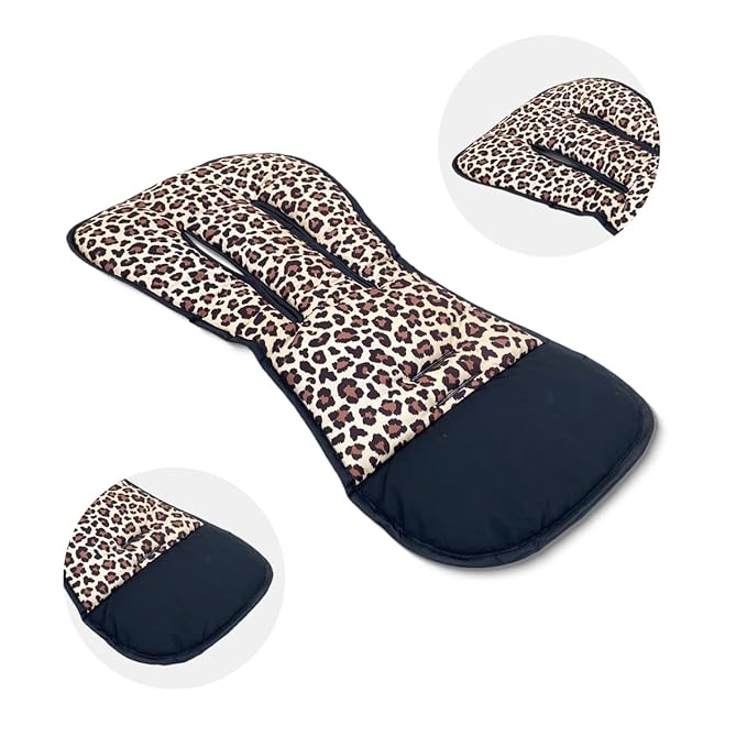 Baby Stroller Cushion Soft Printed Stroller Seat Liner-Reversible Universal Breathable for Baby Carrier Pram Infant Car Seat Insert-78x40cm,1 Pack (Leopard Print)