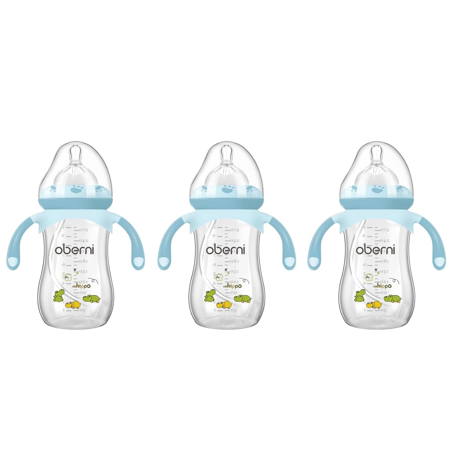 Oberni Baby Bottles, Weighted Straw Toddler Milk Bottles with Non-Slip Handle, Size + Variable Fast Flow, 12+ Months, BPA-Free, Pink/1Pack/9oz