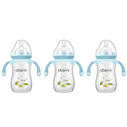 Oberni Baby Bottles, Weighted Straw Toddler Milk Bottles with Non-Slip Handle, Size + Variable Fast Flow, 12+ Months, BPA-Free, Pink/1Pack/9oz