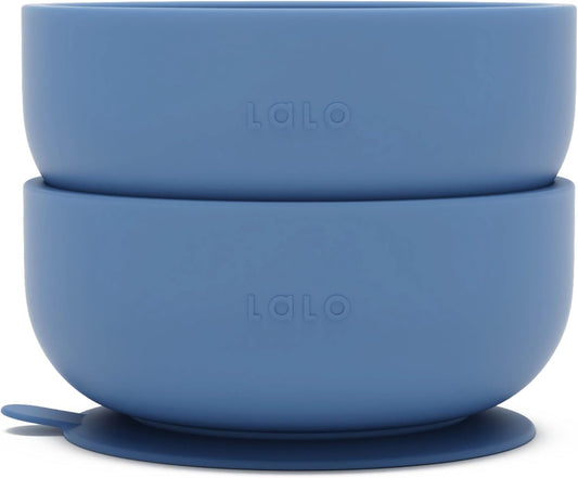 Lalo Suction Bowls - 2 Pack, 100% Silicone Non-Toxic BPA-Free Baby Bowls with Suction Base To Prevent Accidental Tip-Overs - Silicone Bowls For Babies And Toddlers - Lavender