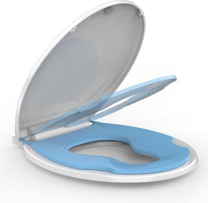 Toilet Seat Round,Toilet Seat with Toddler Seat Built in, Potty Training Toilet Seat Round Fits Both Adult and Child, with Soft Close,Easy Install and Clean - White, Round