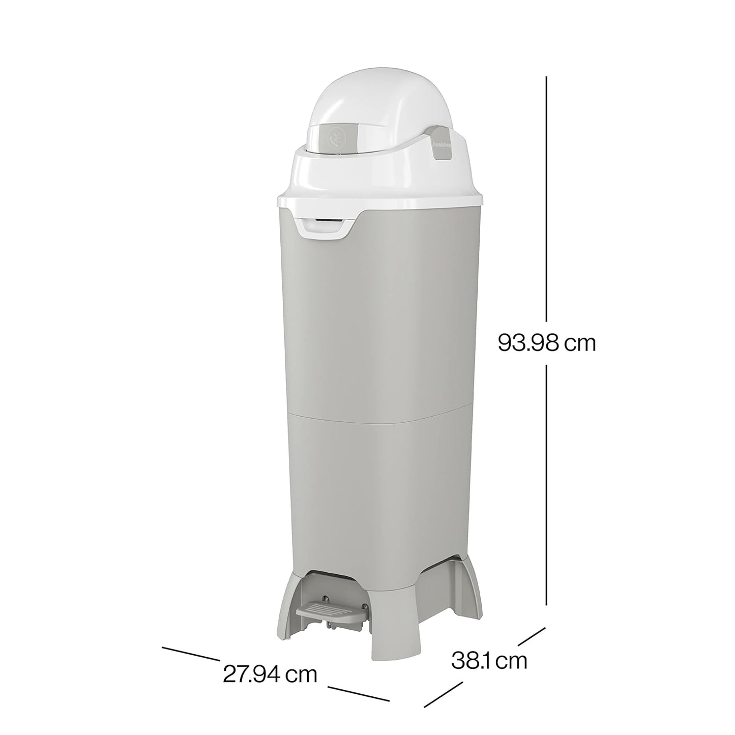 Foundations Hands Free Tall Diaper Pail with Airtight Lid - Durable & Odorless Disposal, Large Capacity, Holds up to 60 Newborn Diapers, Refill with Any Bags, Baby Registry Gift - Gray (9622057)