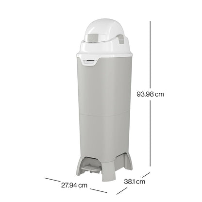 Foundations Hands Free Tall Diaper Pail with Airtight Lid - Durable & Odorless Disposal, Large Capacity, Holds up to 60 Newborn Diapers, Refill with Any Bags, Baby Registry Gift - Gray (9622057)