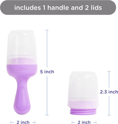 Ubbi Baby Food Feeder & Freezer Tray Set, Infant Teething Relief, BPA-Free, Safely Introduce Solids and Self Feeding, Freezable Popsicle Molds, Dishwasher Safe, Smoothie Purple & Zest Green