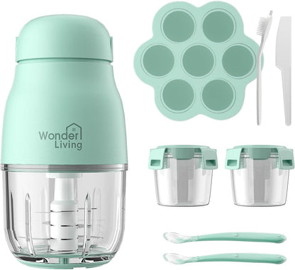 Baby Food Maker with Glass Cups & Freezer Tray, Compact Baby Processor for Smoothies, Hands-Free One-Touch, 230W Motor