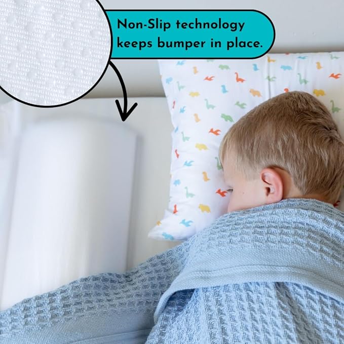 Toddler Bed Bumper Guard – Soft Foam Safety Bed Rail for Toddlers with Non-Slip Cover – Child Sleep Barrier for Twin, Full, Queen & King Mattress – Washable Kids Protection for Home or RV (1 Pack)