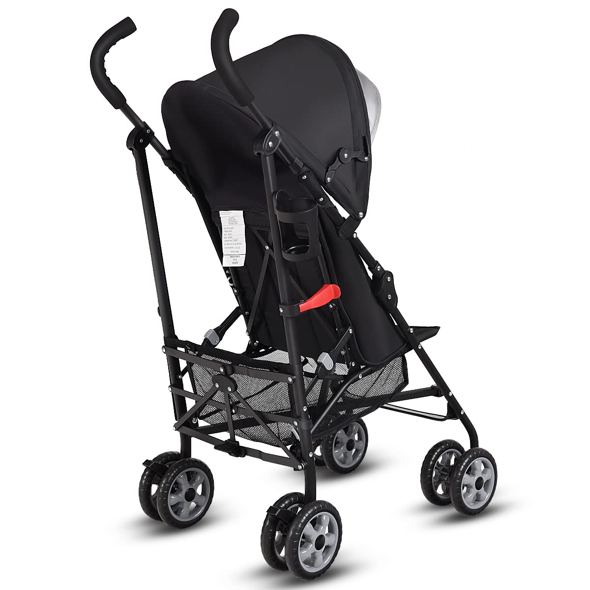 HONEY JOY Baby Lightweight Stroller, Compact Travel Stroller for Airplane, Adjustable Backrest & Canopy, 5-Point Harness, Cup Holder, Storage Basket, Foldable Umbrella Stroller for Toddlers (Black)
