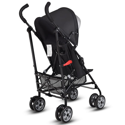 HONEY JOY Baby Lightweight Stroller, Compact Travel Stroller for Airplane, Adjustable Backrest & Canopy, 5-Point Harness, Cup Holder, Storage Basket, Foldable Umbrella Stroller for Toddlers (Black)