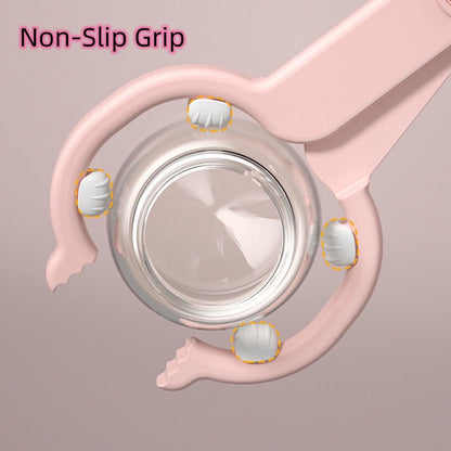 Baby Bottle Tong, Anti-Slip Pacifier Bottle Tongs, Silicone Baby Safety Bottle Holder, Scissor Design Multi-Functional High-Temperature Resistant Tong, Pink