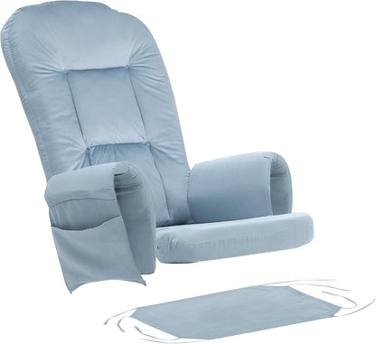 BECHAEO 5PCS Suede Glider Rocker Replacement Cushions with Ottoman Cover Thicken Soft Rocking Chair Cushion Set for Indoor Nursery Glider Rocking Chair, Blue
