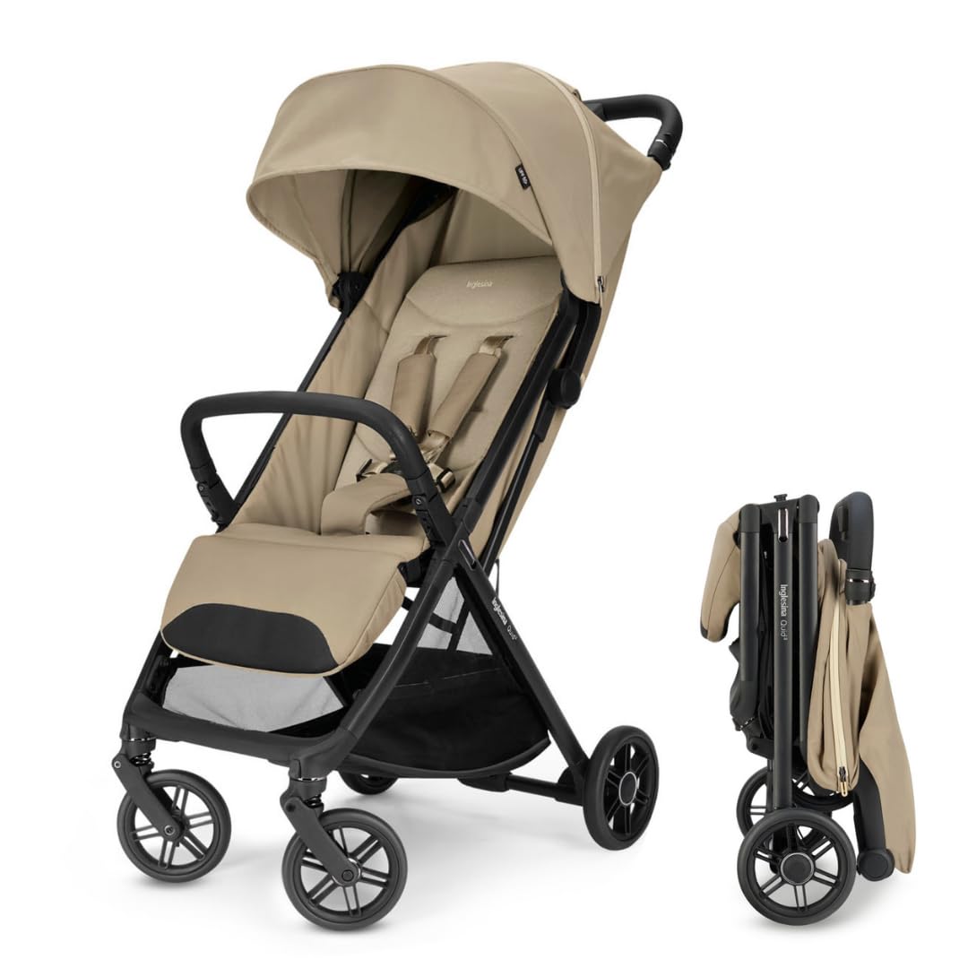 Inglesina Quid³ Lightweight Compact Travel Stroller for Baby & Toddler 0-55 lbs – One-Hand Fold, Reclining Seat, Airline Approved, Car Seat Compatible, UPF 50+ Canopy – Cosmic Black