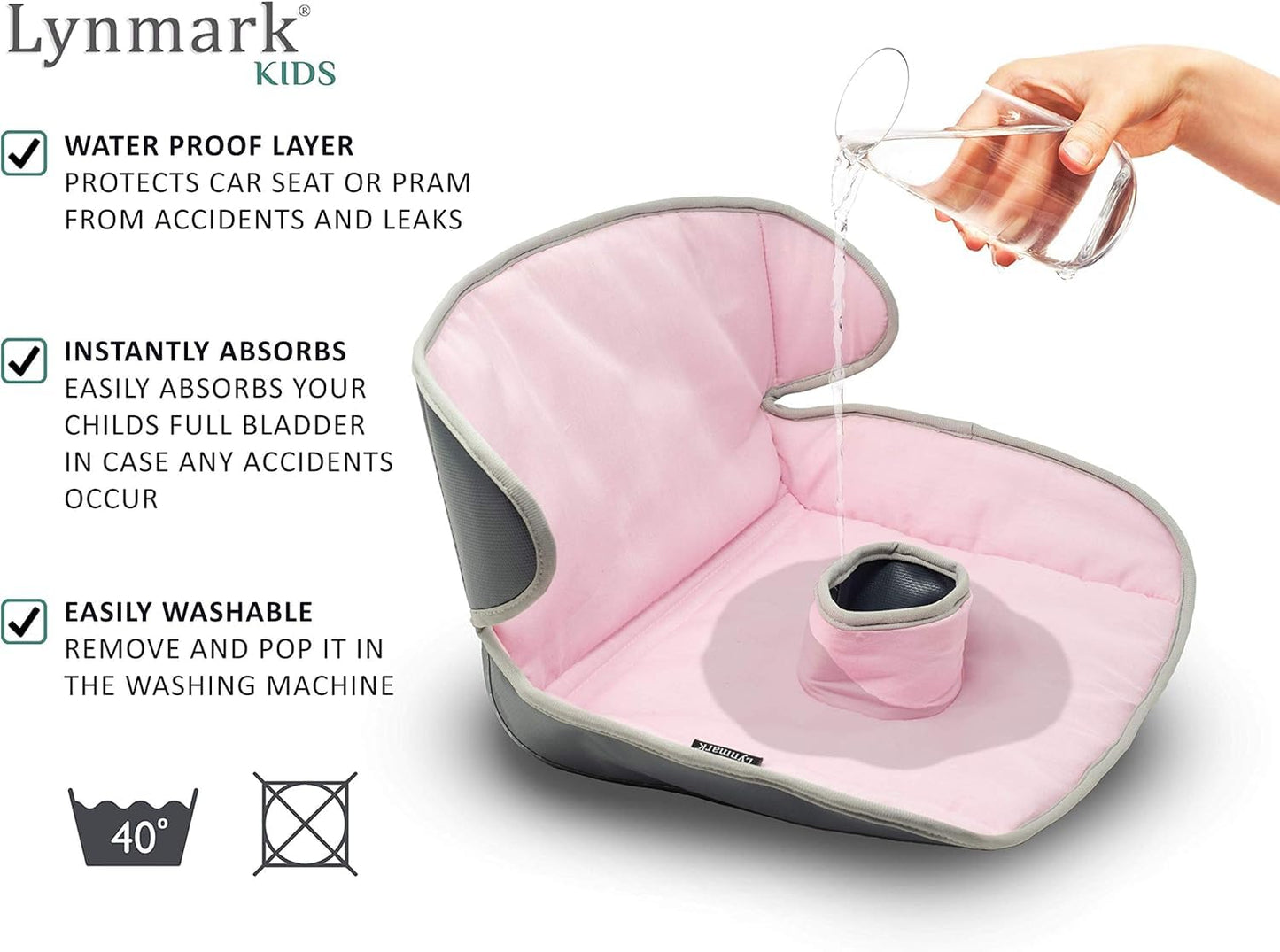 Lynmark® Potty Training Car Seat Protector Cover - Waterproof Soft Piddle Pads for Toddlers and Baby Carseat - Travel-Friendly Universal Washable Liner Mat for Spills, Nappy Leaks, Accidents - Black