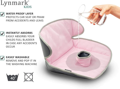 Lynmark® Potty Training Car Seat Protector Cover - Waterproof Soft Piddle Pads for Toddlers and Baby Carseat - Travel-Friendly Universal Washable Liner Mat for Spills, Nappy Leaks, Accidents - Black