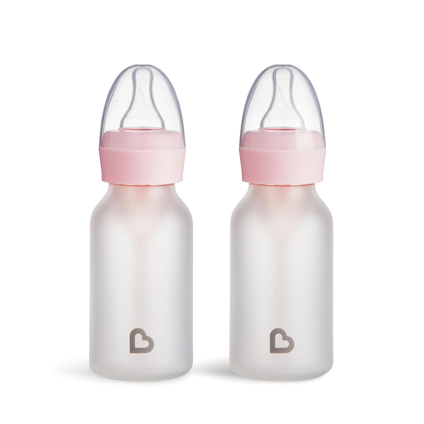 Munchkin Bond Silicone Coated Glass Baby Bottles - Anti-Colic Feeding System with Natural Feel Nipples, 4 Ounce, 2 Pack, White