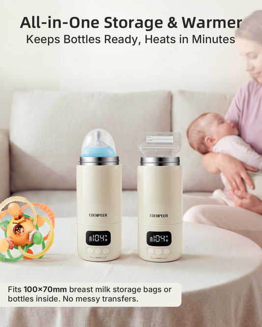 Portable Bottle Warmer for Travel,Typ-C&AC Dual Power Mode with Built-in Sterilizer,Baby Milk Warmer On The Go and 120W Fast Heating Breastmilk,Formula,Water,3” Wide Mouth&17oz Large Capacity