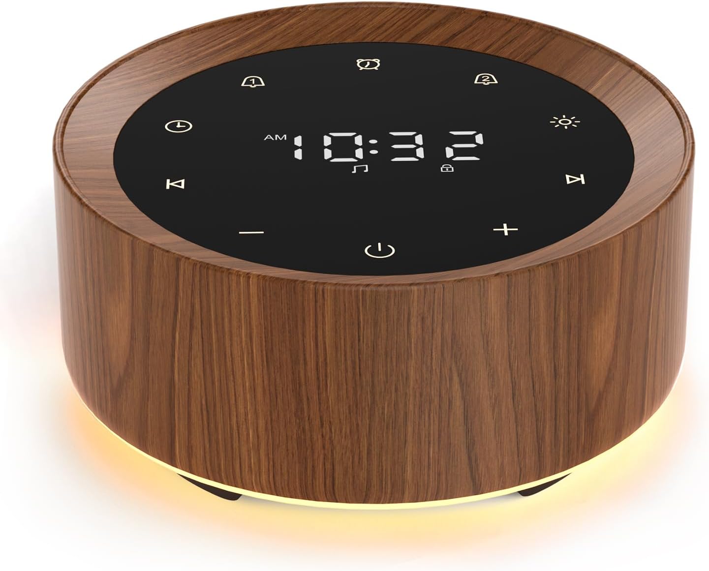 White Noise Machine with Alarm Clock & Night Light for Babies and Adults, 20 Soothing Sounds, Glare-Free Upward Display, Touch Control, Memory Function, 5 Sleep Timers, Black