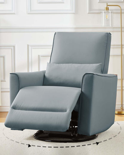 GarveeHome Recliner Chair, 360° Swivel Rocker Glider Nursery Chair with Padded Armrest and Deep Seat, PU Leather Upholstered Reclining Sofa Chair for Living Room, Bedroom and Nursery (Brown)