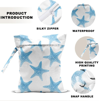 Unicorn Wet Dry Bag 12x10 Inch, Waterproof Reusable Wet Bag with Two Zippered Pockets & Handle for Swimsuit Travel Beach Pool Gym Stroller Dirty Yoga Gym Clothes Toiletries Daycare Organizer