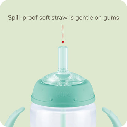 NUK Learner Straw Cup, 10oz, 2-Pack - Toddler Sippy Cup with Soft Straw for Easy Drinking, Suitable for Ages 8 Months and Up, Timeless Collection
