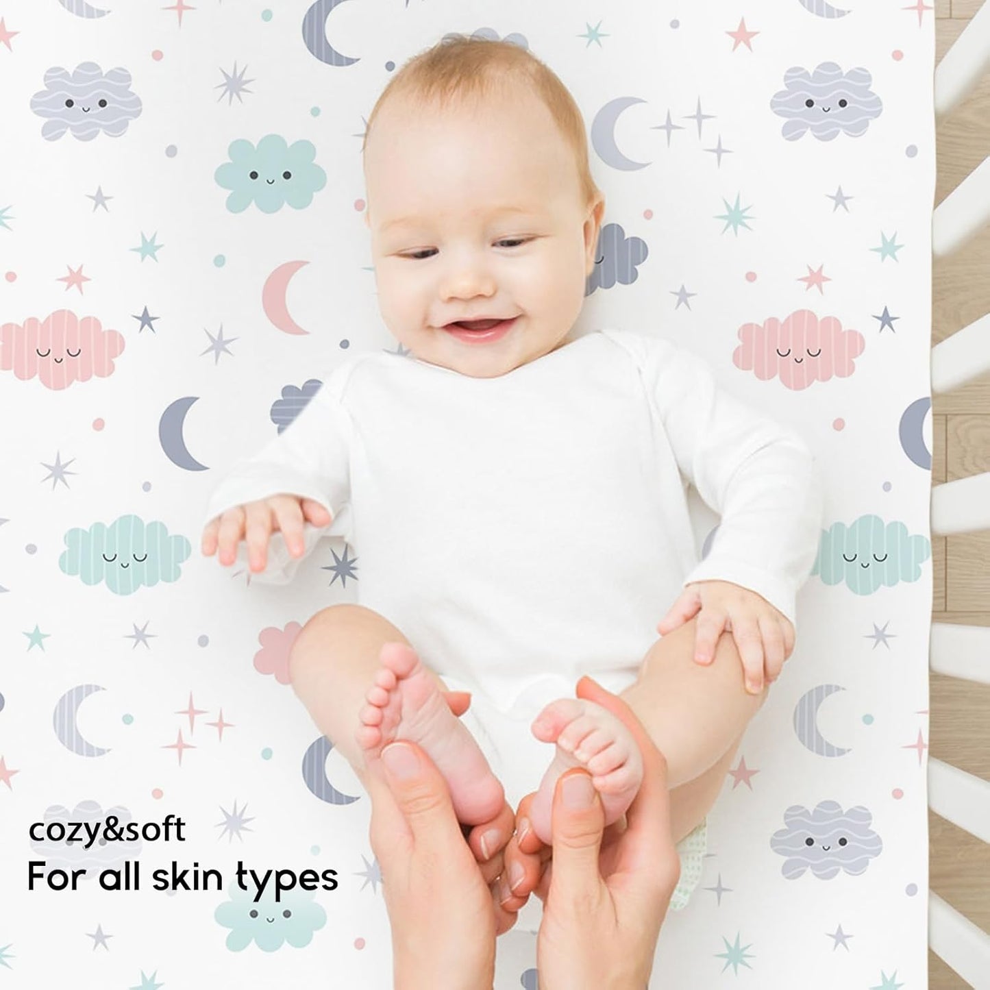 Yoofoss Pack and Play Sheets Fitted, Mini Crib Sheets 2-Pack for Pack N Play Mattress, Stretchy Playard Sheet, Soft and Breathable Green+Giraff