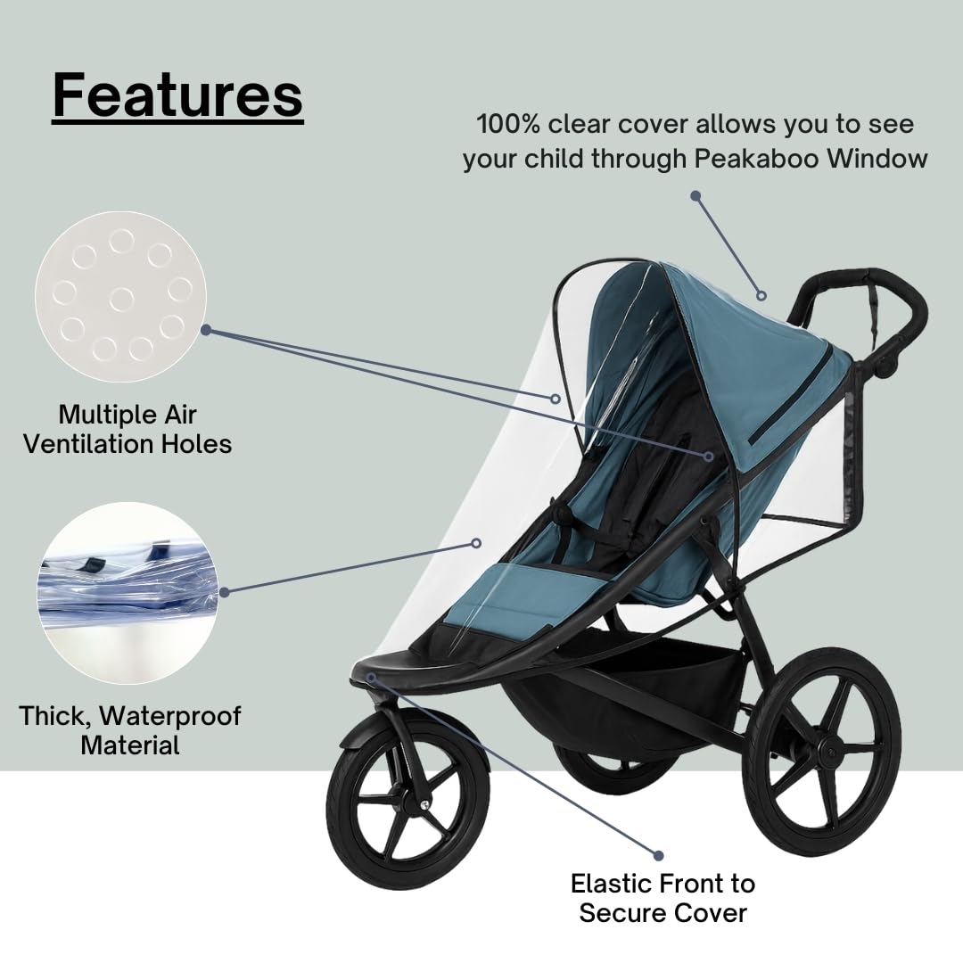 Rain Cover for the Thule Urban Glide 3 Single Stroller by SASHA'S (Stroller Not Included)