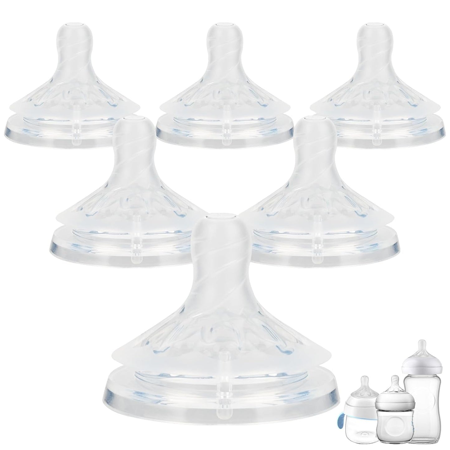 Silicone Bottle Nipples for Philips Avent Natural Baby Bottles,Size 5 Nipple,6m+,Flast Flow, 6 Count