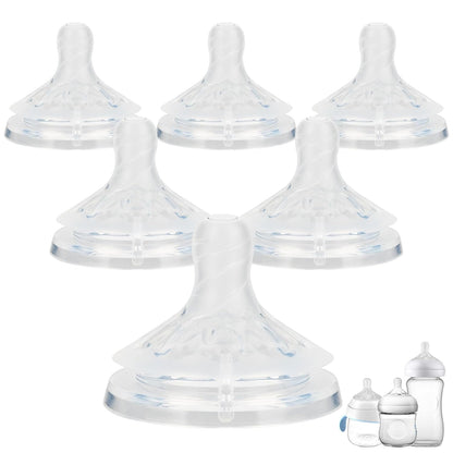 Silicone Bottle Nipples for Philips Avent Natural Baby Bottles,Size 5 Nipple,6m+,Flast Flow, 6 Count