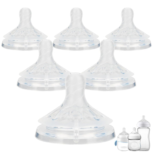 Silicone Bottle Nipples for Philips Avent Natural Baby Bottles,Size 5 Nipple,6m+,Flast Flow, 6 Count