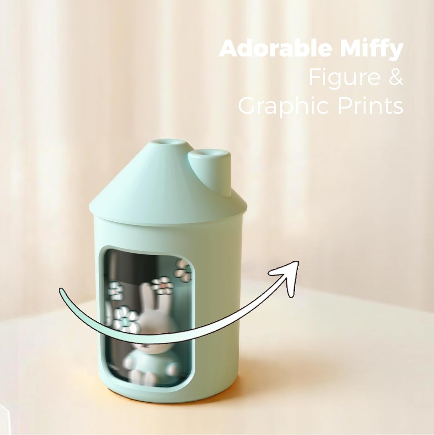 Mipow X Miffy Double Spray Humidifier 2.0 Smart App-Control RGB LED, Mini Cute Humidifier with Night Light, 500ml for Bedroom, Nursery/Office - Blue