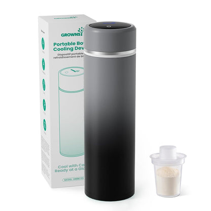 Grownsy Portable Baby Formula Bottle Maker, Rapid Cooling in 3 Min, Pure Physical Cooling, No Power Needed, Smart Color Temp Display, Travel & Night Feeding Essential, Includes Formula Dispenser,Green
