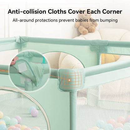 COMOMY Playpens for Babies and Toddlers, Small Baby Play Pens, Activity Center for Safe and Non-Slip Baby Fence, Full Mesh Design, Indoor & Outdoor Kids Activity Center (Dark Grey, 36"x36")