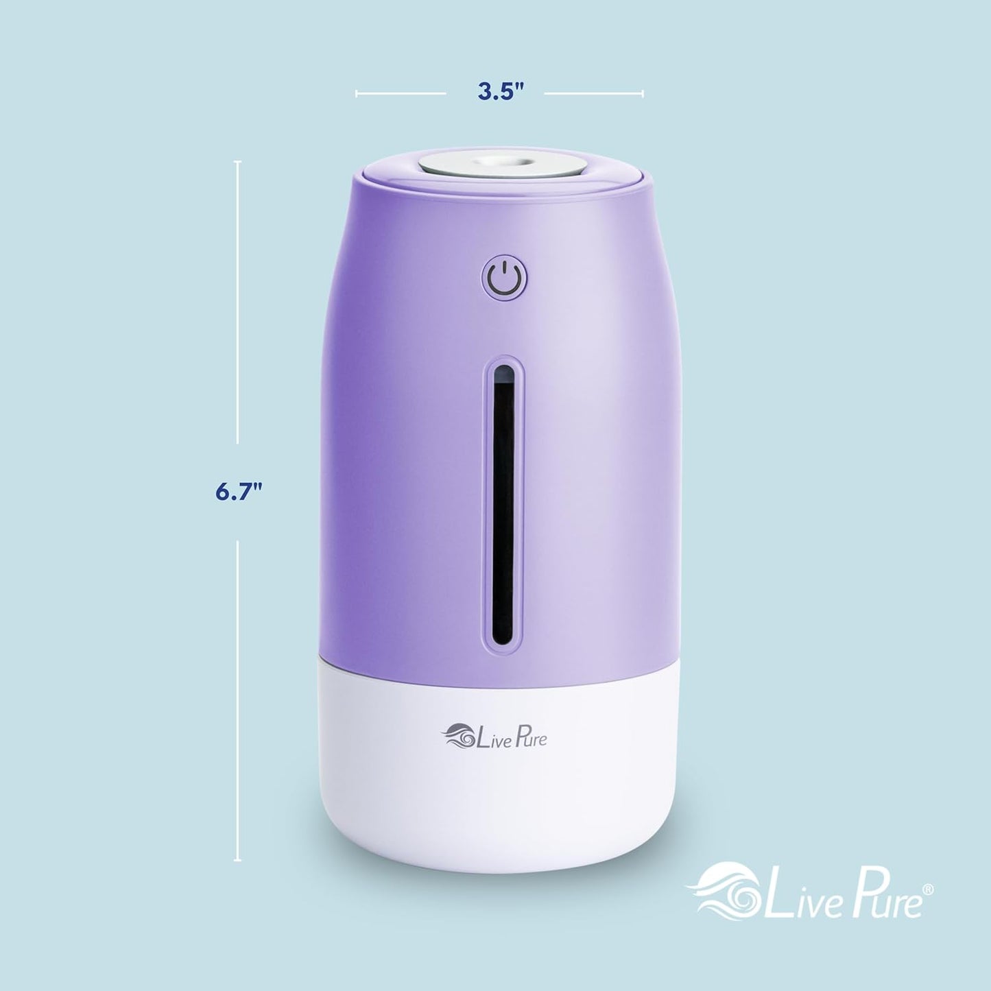 LivePure Cool Mist Humidifiers for Bedroom. Small Humidifier for Babies, Nursery, Plants, Office. Ultrasonic Cool Mist Humidifier w/Quiet Operation, USB-C Rechargeable. Rose Quartz